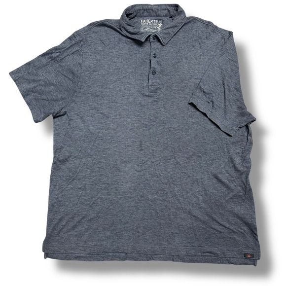 Faherty Brand Cloud‎ Cotton Polo Shirt Men's XXL Heather Navy Soft Pima Blend - Picture 9 of 9